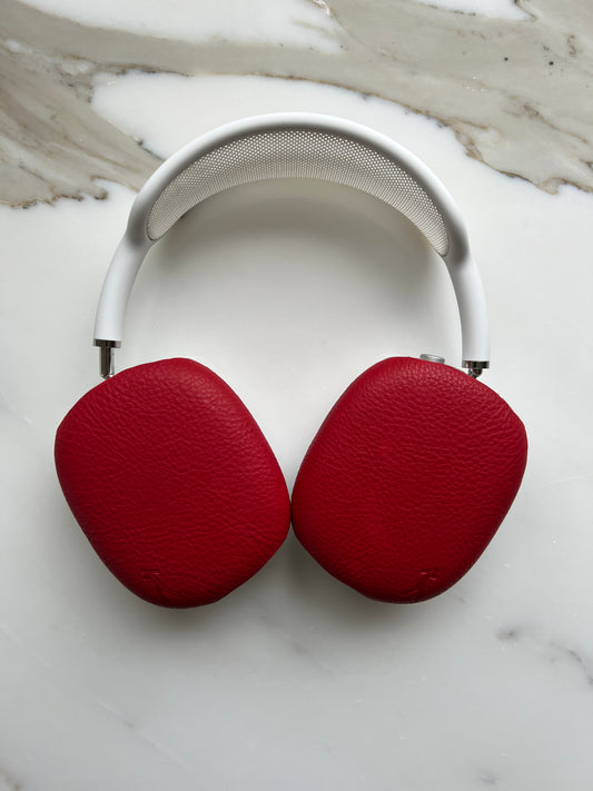 "Walkman" Genuine Leather Airpods Max Cover - Apple Red